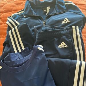3 pc Adidas athlesure, jacket SZ L, pants and shirt sSZ M
